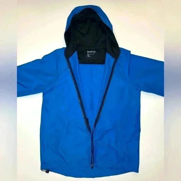 Reebok Men’s  Play Dry Full-Zip Track Hooded Jacket Blue 100% Polyester Size- M - Picture 2 of 9
